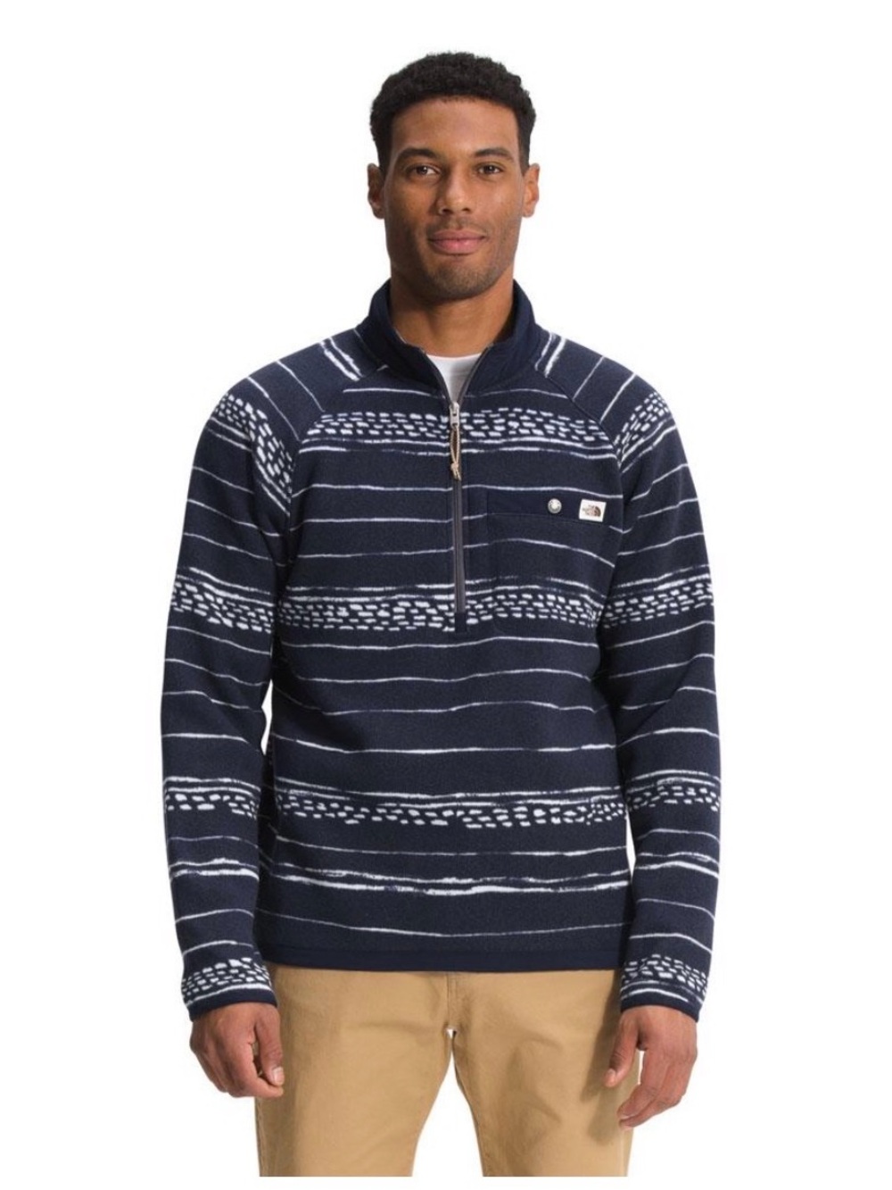 North Face Printed Gordon 1/4 zip  Navy Stripe Half-Zip Sweater Pullover medium